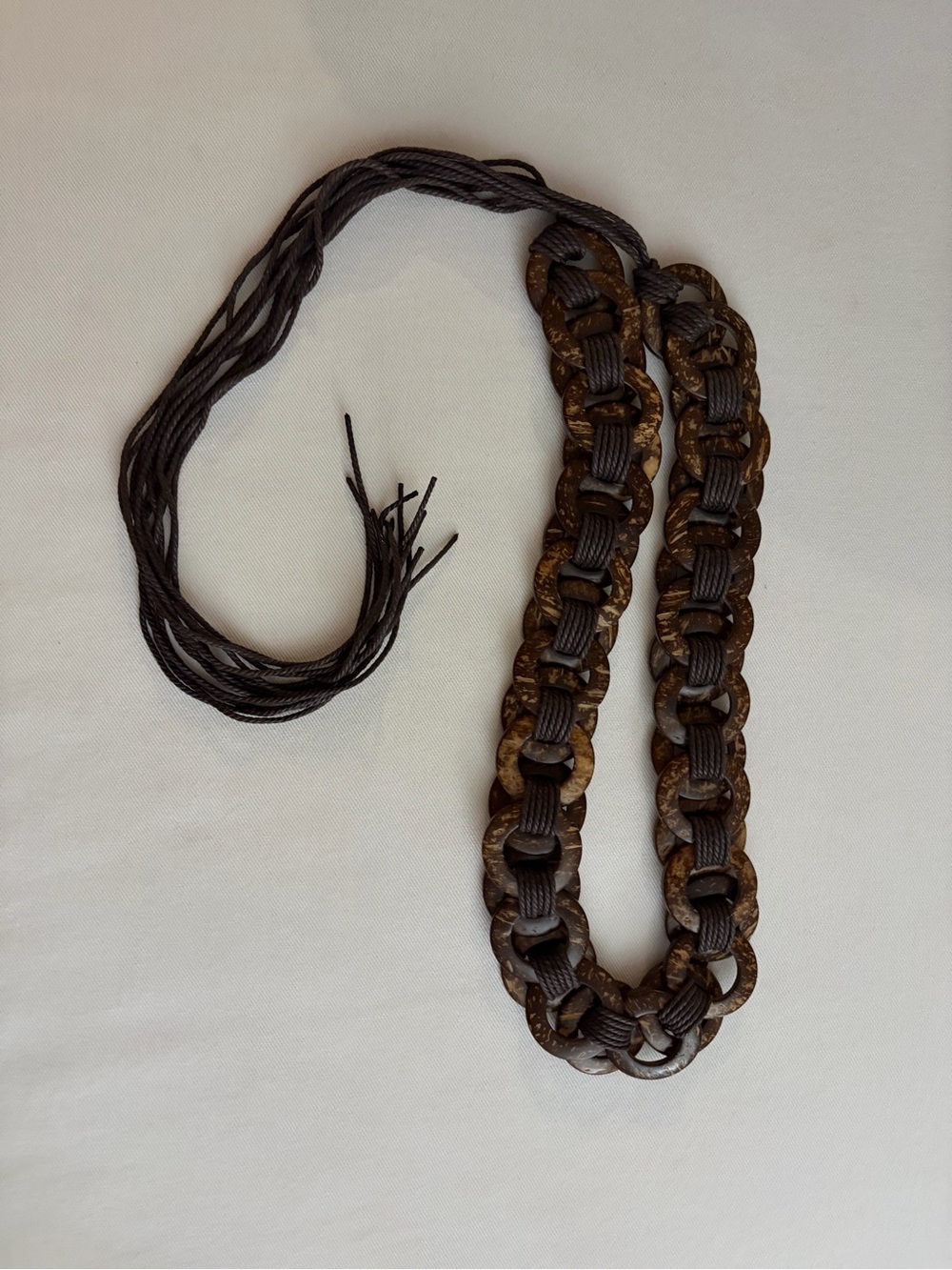 Braided Wooden Link Belt - Brown